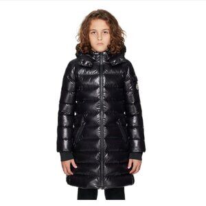 Moncler Girls' Moka Long Coat Shiny Black Long Puffer Jacket Size 6